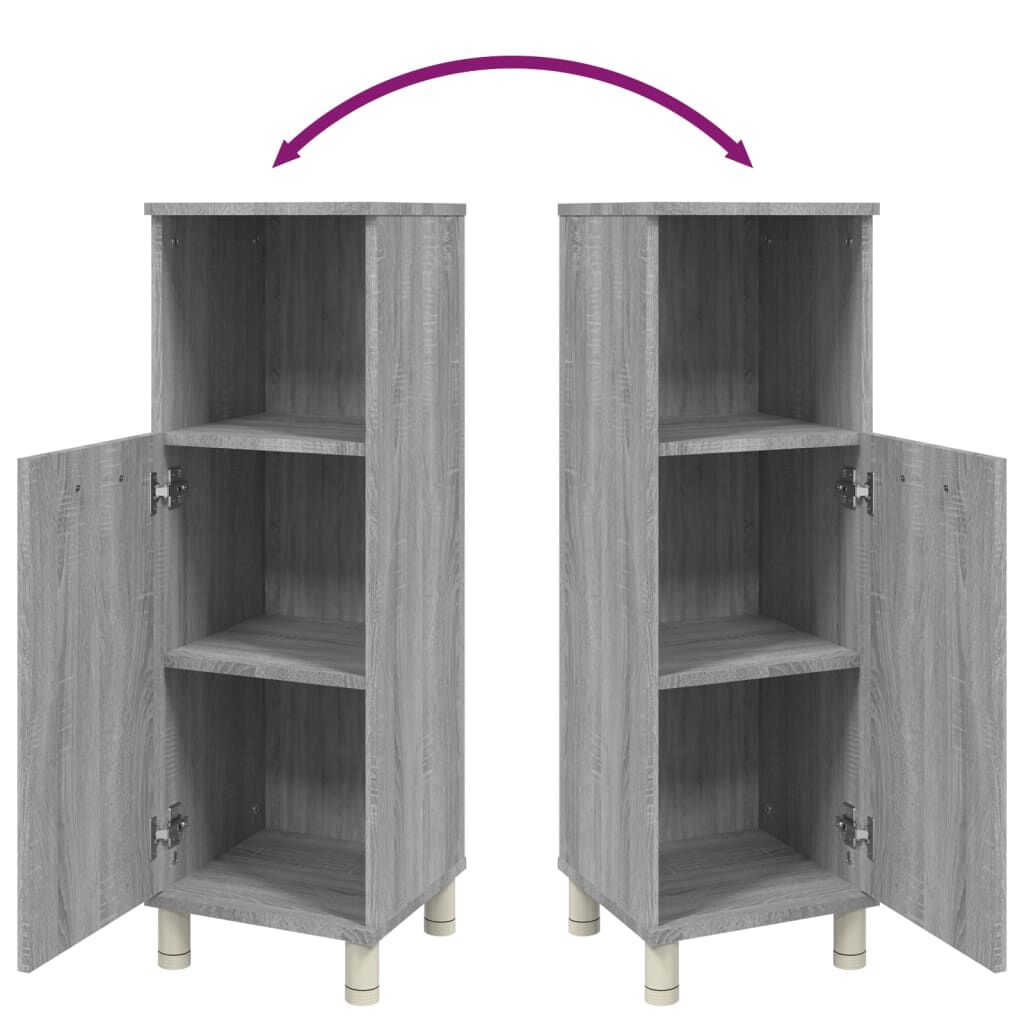 vidaXL Ντουλάπι Μπάνιου Γκρι Sonoma 30x30x95 εκ. Επεξεργασμένο Ξύλο