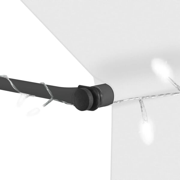 vidaXL Τέντα Συρόμενη Χειροκίνητη με LED Κρεμ 200 εκ.
