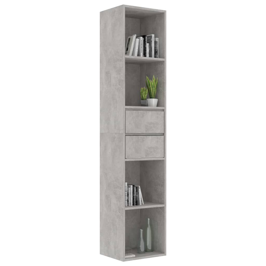 vidaXL Βιβλιοθήκη Γκρι του Σκυροδέματος 36x30x171 εκ. από Επεξ. Ξύλο