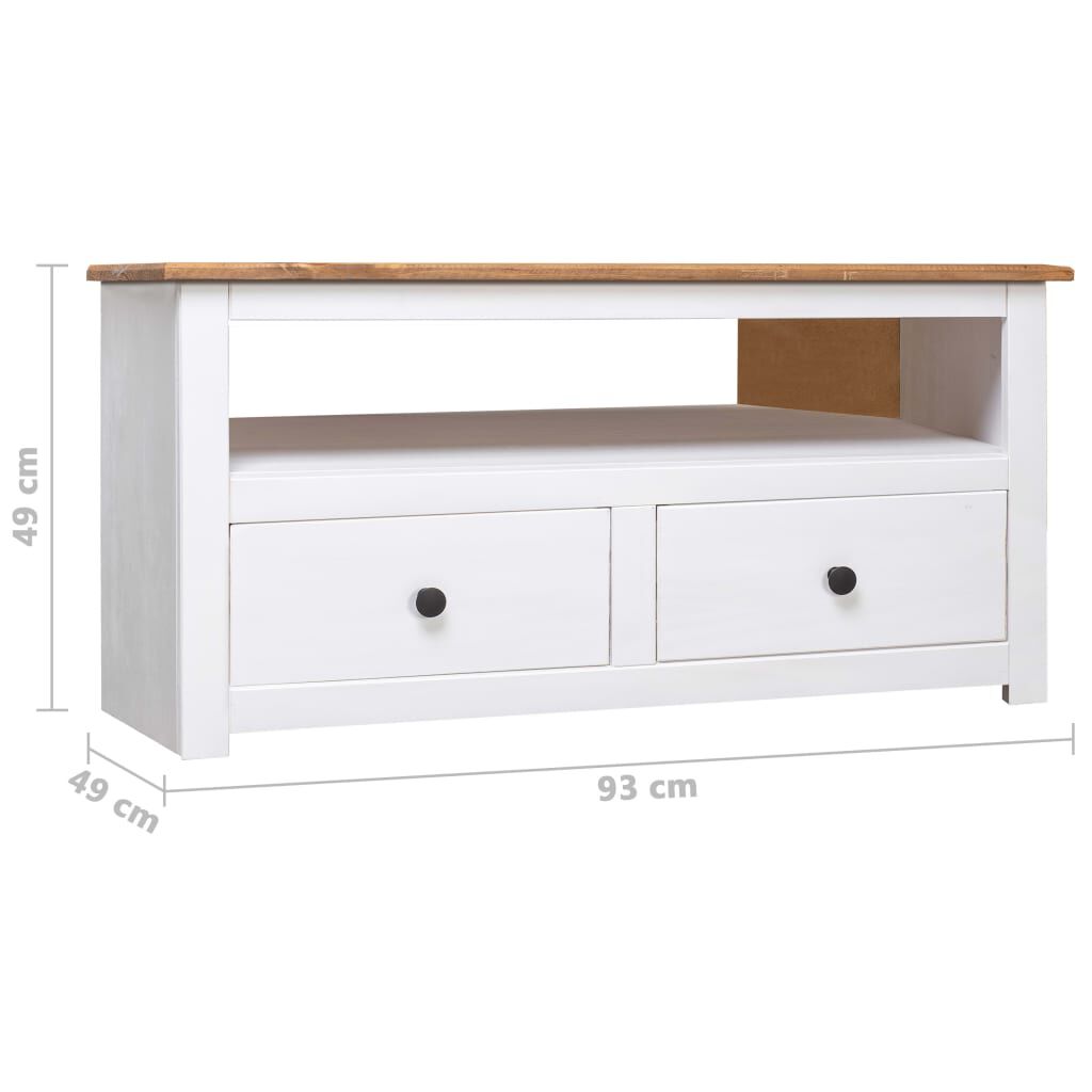 vidaXL Έπιπλο TV Λευκό 93 x 49 x 49 εκ. Μασίφ Ξύλο Πεύκου Σειρά Panama
