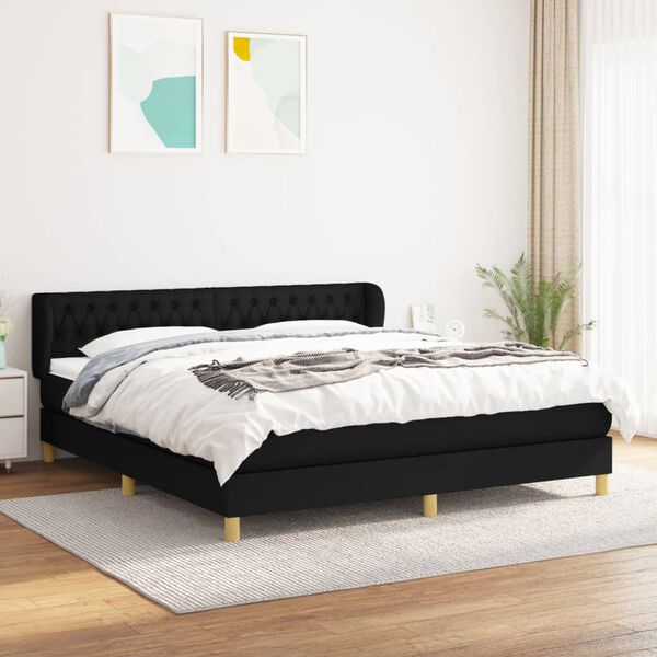 vidaXL &Kappa;&rho;&epsilon;&beta;ά&tau;&iota; Boxspring &mu;&epsilon; &Sigma;&tau;&rho;ώ&mu;&alpha; &Mu;&alpha;ύ&rho;&omicron; 180x200 &epsilon;&kappa;. &Upsilon;&phi;&alpha;&sigma;&mu;ά&tau;&iota;&nu;&omicron;