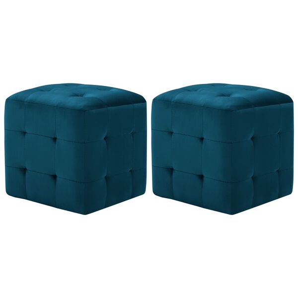vidaXL Κομοδίνα/Σκαμπό 2 τεμ. Μπλε 30x30x30 εκ. από Βελούδινο Ύφασμα