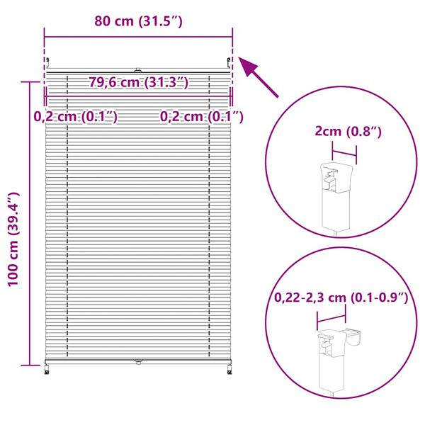 Πλισέ στόρι σκίασης 80x100cm Λευκό