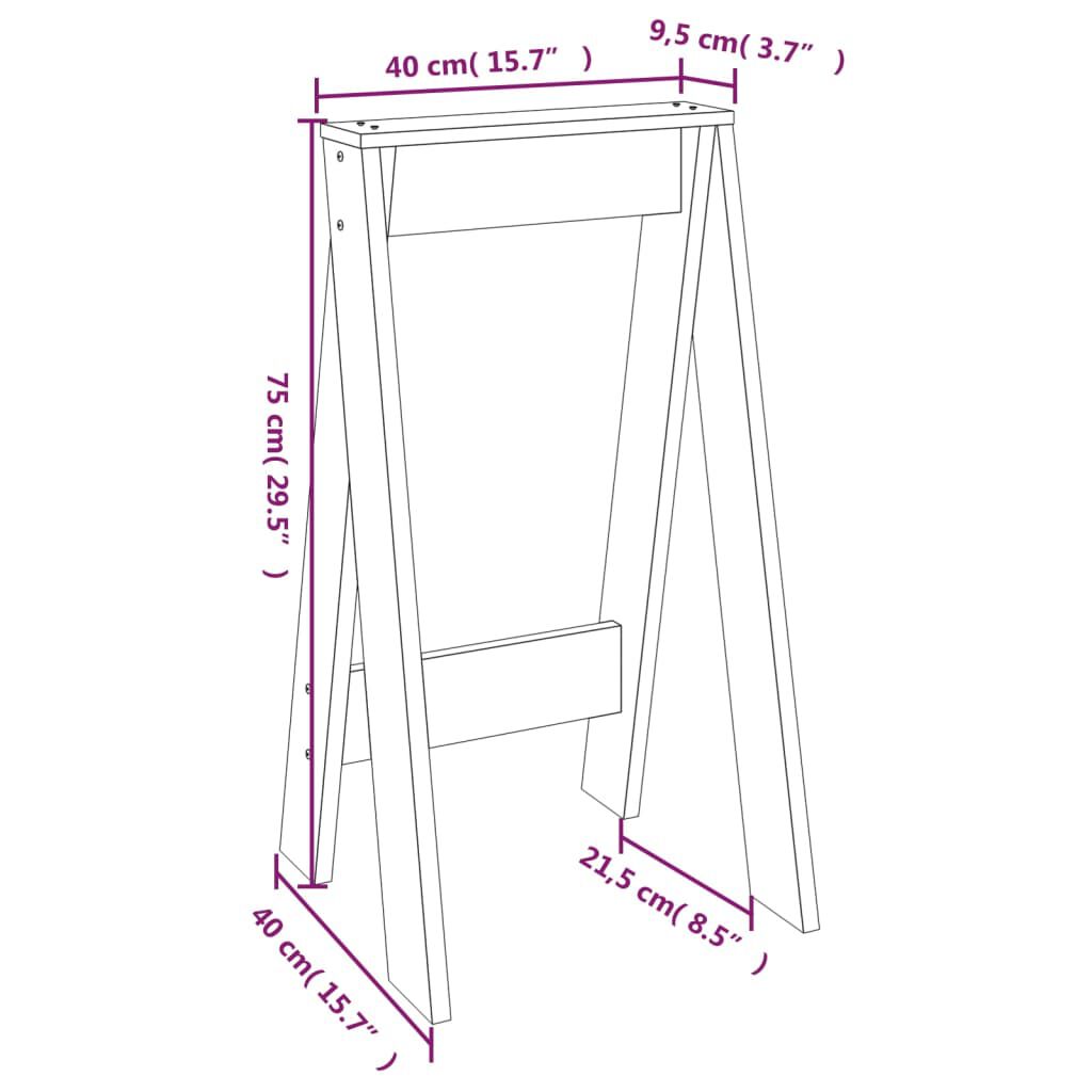 vidaXL Σκαμπό 2 τεμ. Μελί 40x40x75 εκ. από Μασίφ Ξύλο Πεύκου