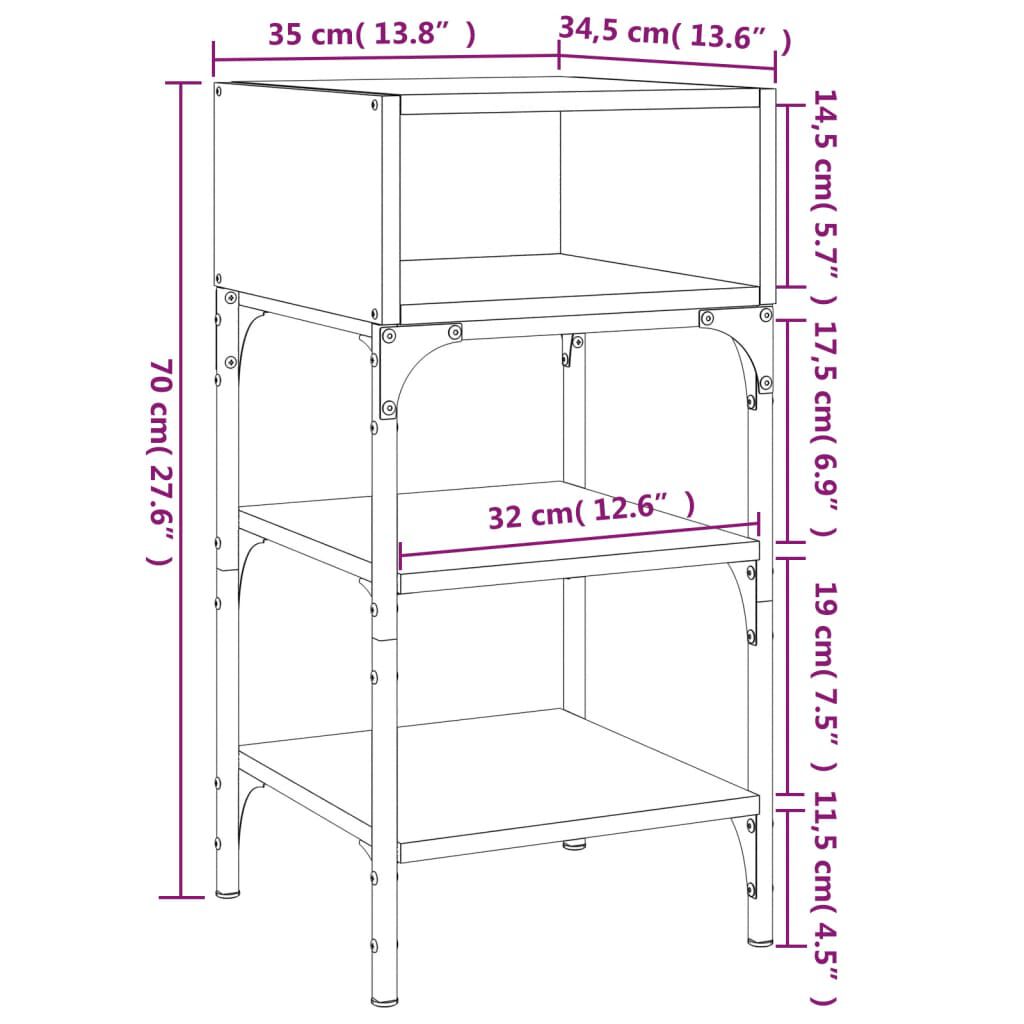 vidaXL Κομοδίνα 2 τεμ. Sonoma Δρυς 35x34,5x70 εκ. Επεξεργασμένο Ξύλο