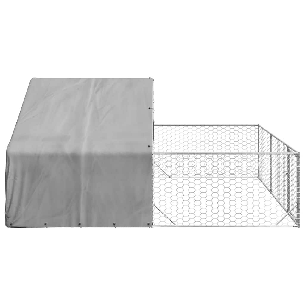 vidaXL Κλουβί Σκύλου Εξωτερ. Χώρου με τρεχάλα 4x3x1,9μ. Γαλβαν. Ατσάλι