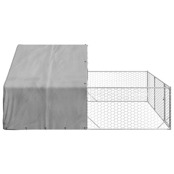 vidaXL Κλουβί Σκύλου Εξωτερ. Χώρου με τρεχάλα 4x3x1,9μ. Γαλβαν. Ατσάλι