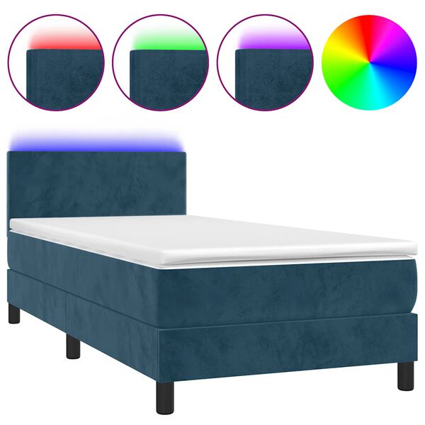 vidaXL &Kappa;&rho;&epsilon;&beta;ά&tau;&iota; Boxspring &mu;&epsilon; &Sigma;&tau;&rho;ώ&mu;&alpha; & LED &Sigma;&kappa;. &Mu;&pi;&lambda;&epsilon; 90x200 &epsilon;&kappa;. &Beta;&epsilon;&lambda;&omicron;ύ&delta;&iota;&nu;&omicron;