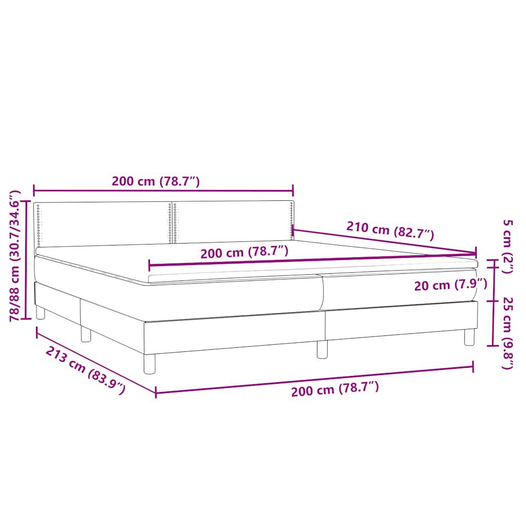 vidaXL Κρεβάτι Boxspring με Στρώμα Σκούρο Πράσινο 200x210εκ. Βελούδινο