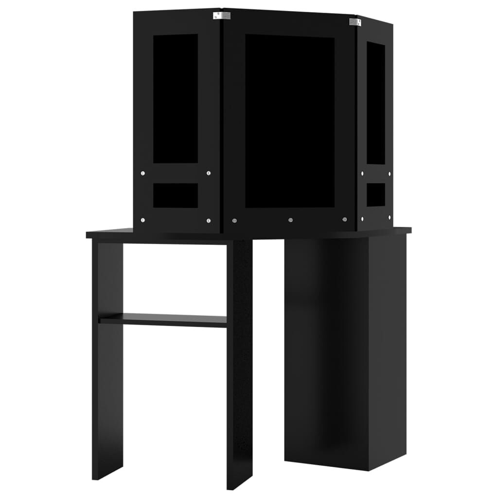 vidaXL Μπουντουάρ Γωνιακό με LED Μαύρο 111 x 54 x 141,5 εκ.