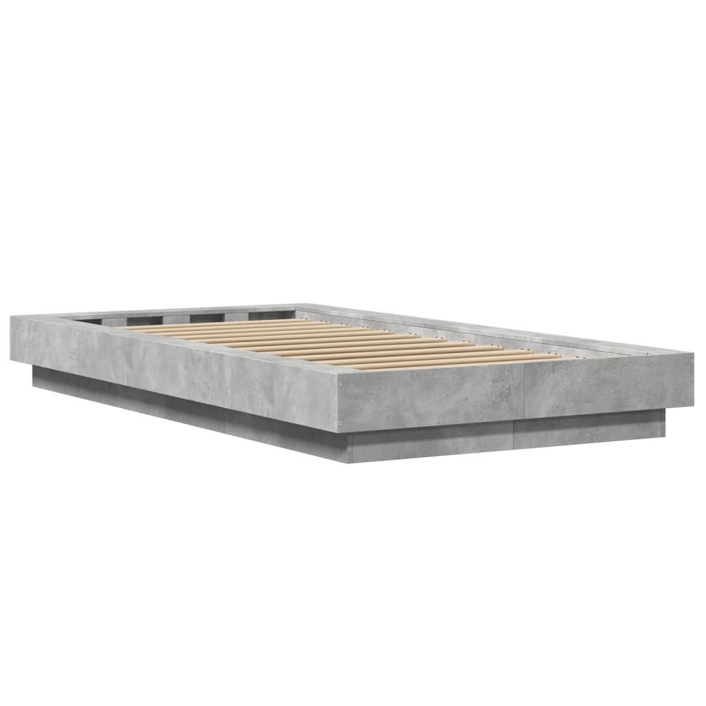vidaXL Πλαίσιο Κρεβατιού με LED Γκρι Σκυρ. 90 x 190 εκ. Επεξεργ. Ξύλο