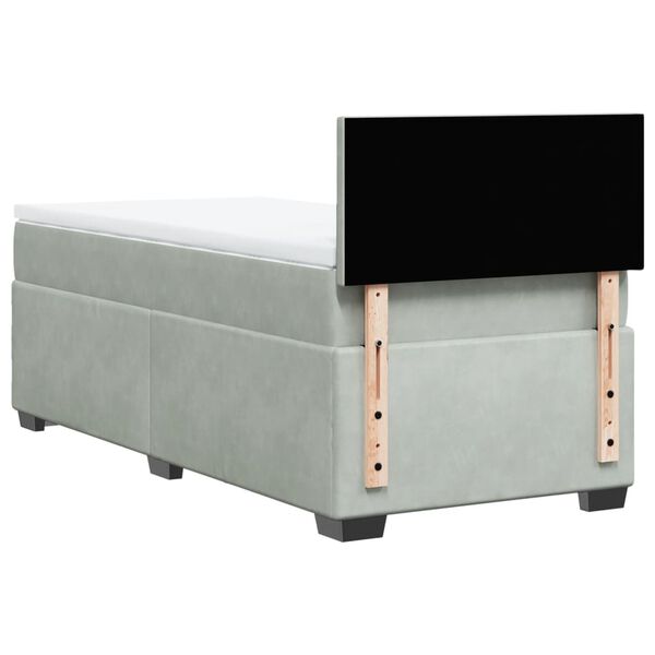 vidaXL Κρεβάτι Boxspring με Στρώμα Ανοιχτό Γκρι 90x200 εκ. Βελούδινο
