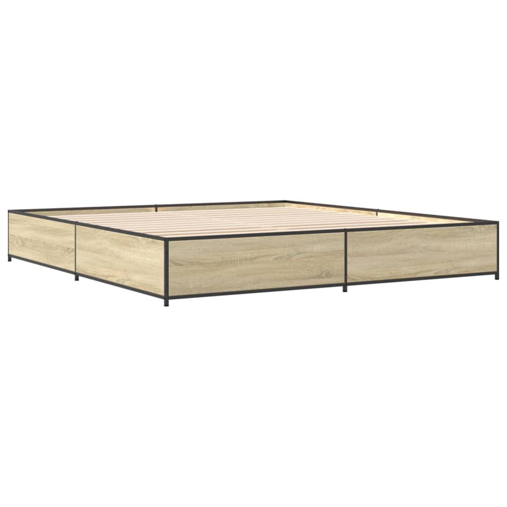 vidaXL Πλαίσιο Κρεβατιού Sonoma Δρυς 180x200 εκ. Επεξ. Ξύλο & Μέταλλο