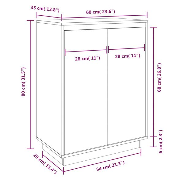 vidaXL Παπουτσοθήκη 60 x 35 x 80 εκ. από Μασίφ Ξύλο Πεύκου