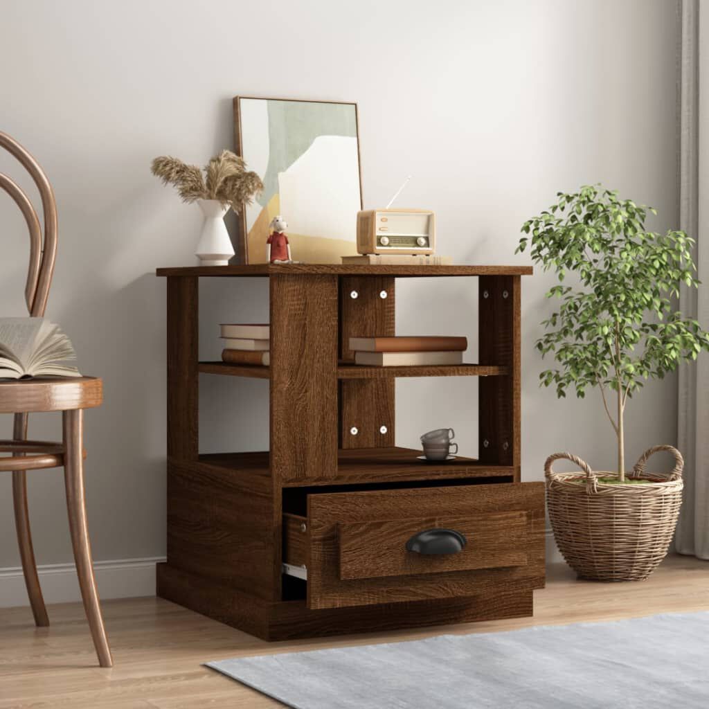 vidaXL Βοηθητικό Τραπέζι Καφέ Δρυς 50x50x60 εκ. Επεξεργασμένο Ξύλο