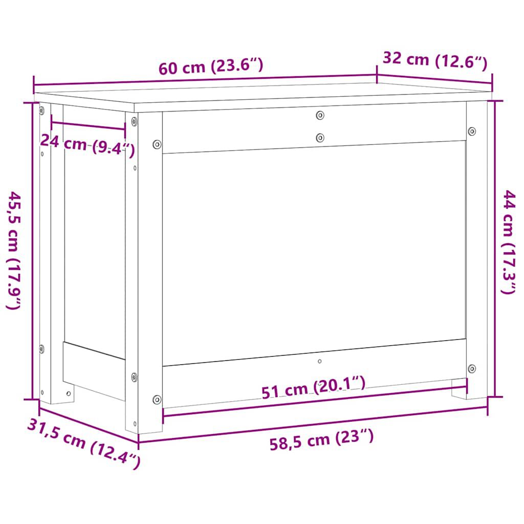 vidaXL Κουτί Αποθήκευσης 60x32x45,5 εκ από Μασίφ Ξύλο Πεύκου