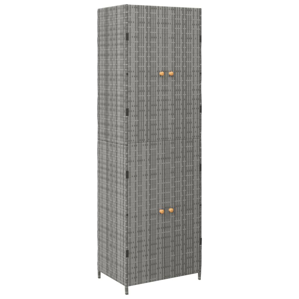 vidaXL Ντουλάπι Αποθήκευσης Κήπου Γκρι 59x40x180 εκ. από Συνθ. Ρατάν