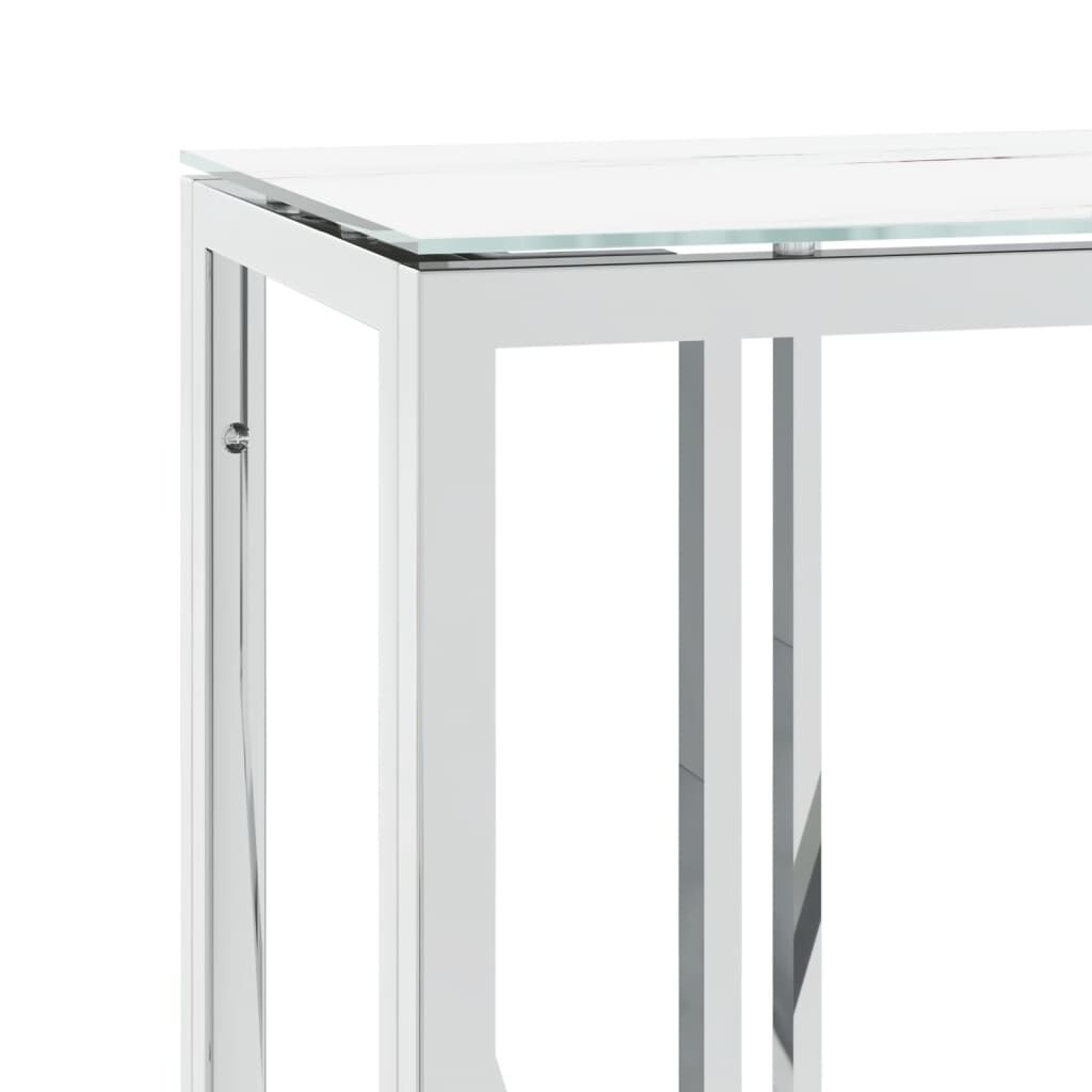 vidaXL Τραπέζι Κονσόλα Ασημί 110x30x70 εκ. Ανοξείδωτο Ατσάλι και Γυαλί