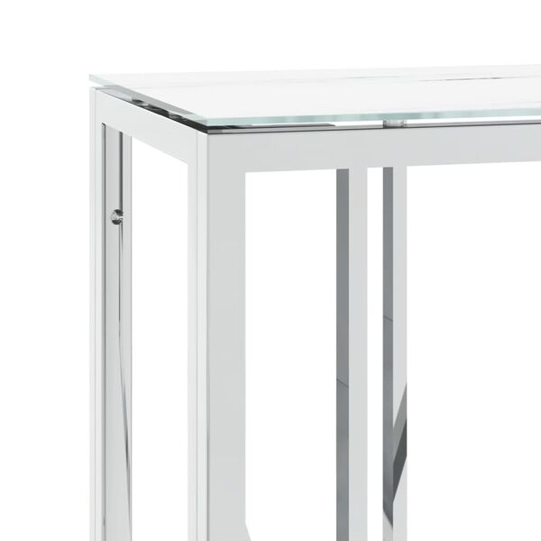vidaXL Τραπέζι Κονσόλα Ασημί 110x30x70 εκ. Ανοξείδωτο Ατσάλι και Γυαλί