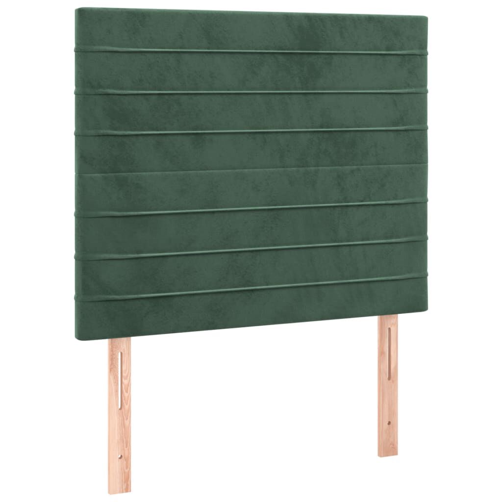 vidaXL Κρεβάτι Boxspring με Στρώμα Σκούρο Πράσινο 90x200 εκ. Βελούδινο