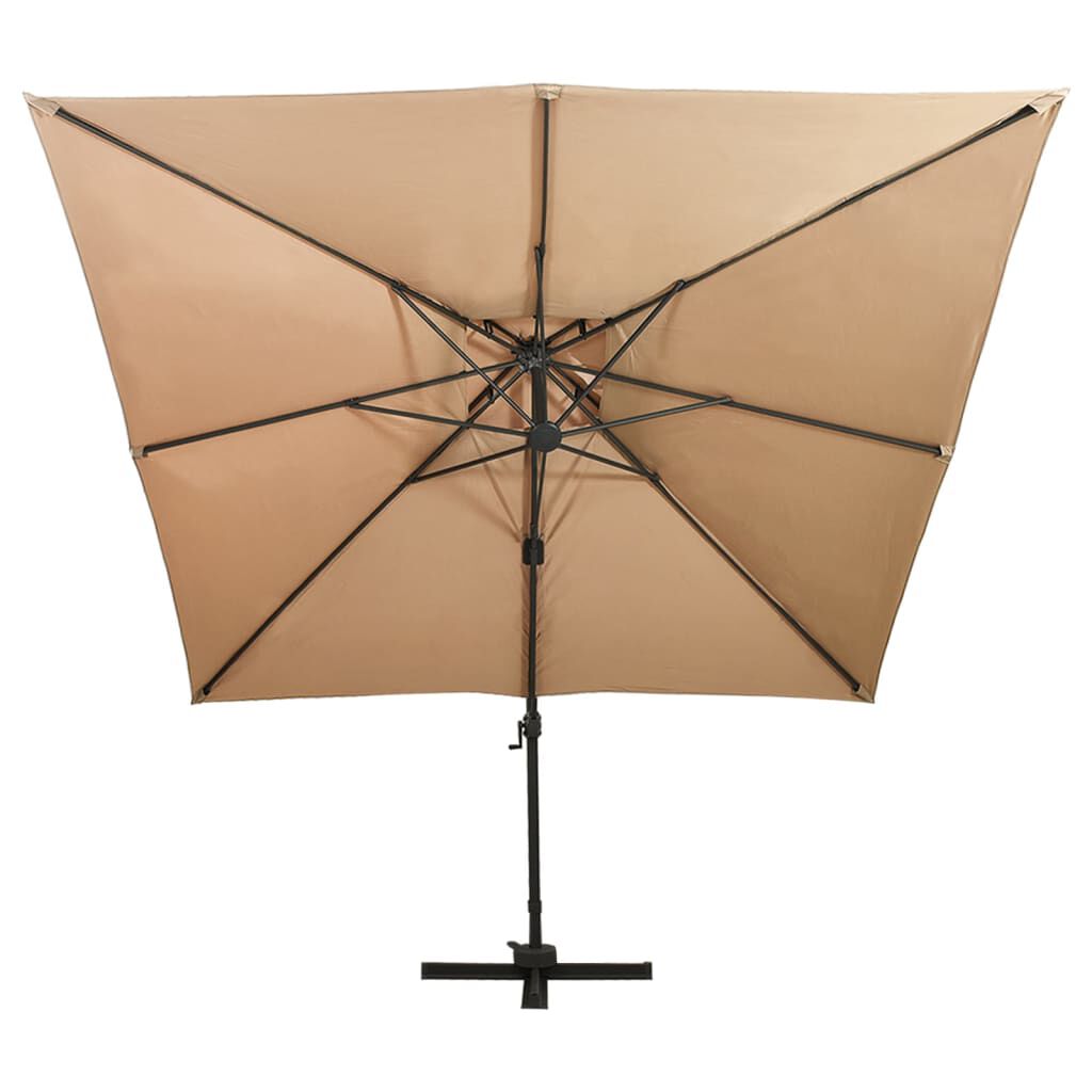 vidaXL Ομπρέλα Κρεμαστή Κήπου με Διπλή Οροφή Taupe 300 x 300 εκ.
