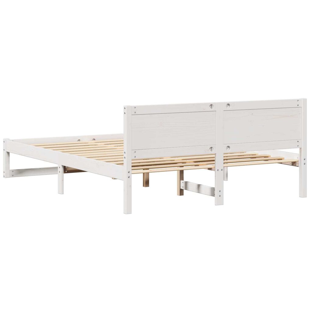 vidaXL Σκελετός Κρεβατιού Λευκό 140 x 200 cm Μασίφ ξύλο πεύκου