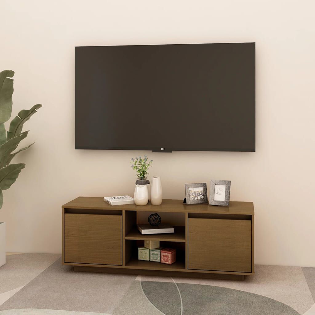 vidaXL Έπιπλο Τηλεόρασης Καφέ Μελί 110x30x40 εκ. από Μασίφ Ξύλο Πεύκου