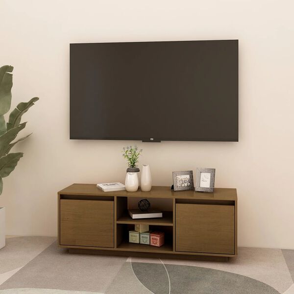 vidaXL Έπιπλο Τηλεόρασης Καφέ Μελί 110x30x40 εκ. από Μασίφ Ξύλο Πεύκου