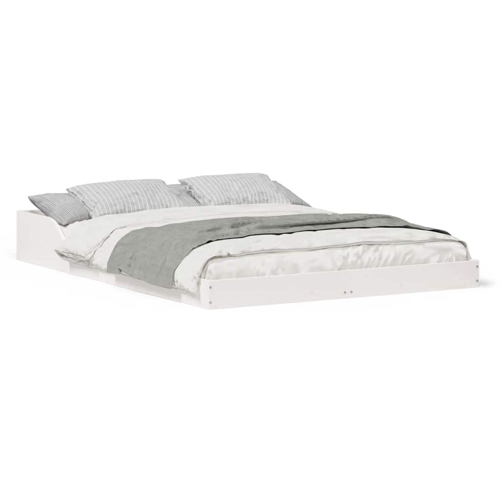 vidaXL Σκελετός Κρεβατιού Λευκό 135 x 190 cm Μασίφ ξύλο πεύκου