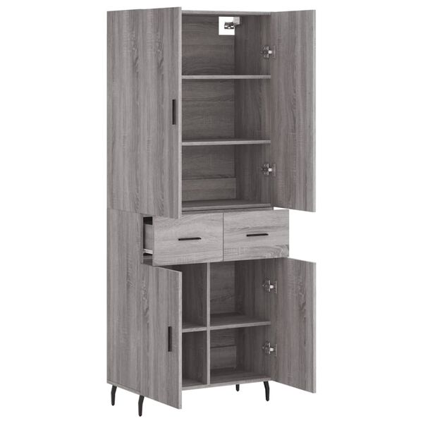 vidaXL Ντουλάπι Γκρι Sonoma 69,5 x 34 x 180 εκ. Επεξεργασμένο Ξύλο