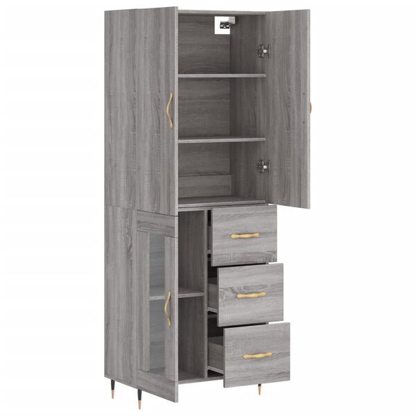 vidaXL Ντουλάπι Γκρι Sonoma 69,5 x 34 x 180 εκ. Επεξεργασμένο Ξύλο