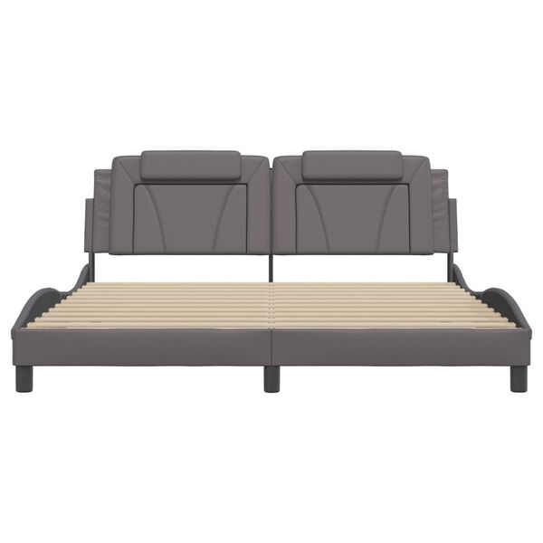 vidaXL Σκελετός Κρεβατιού Viana Χωρίς Στρώμα Γκρι 180x200 εκ. Συνθετικό Δέρμα