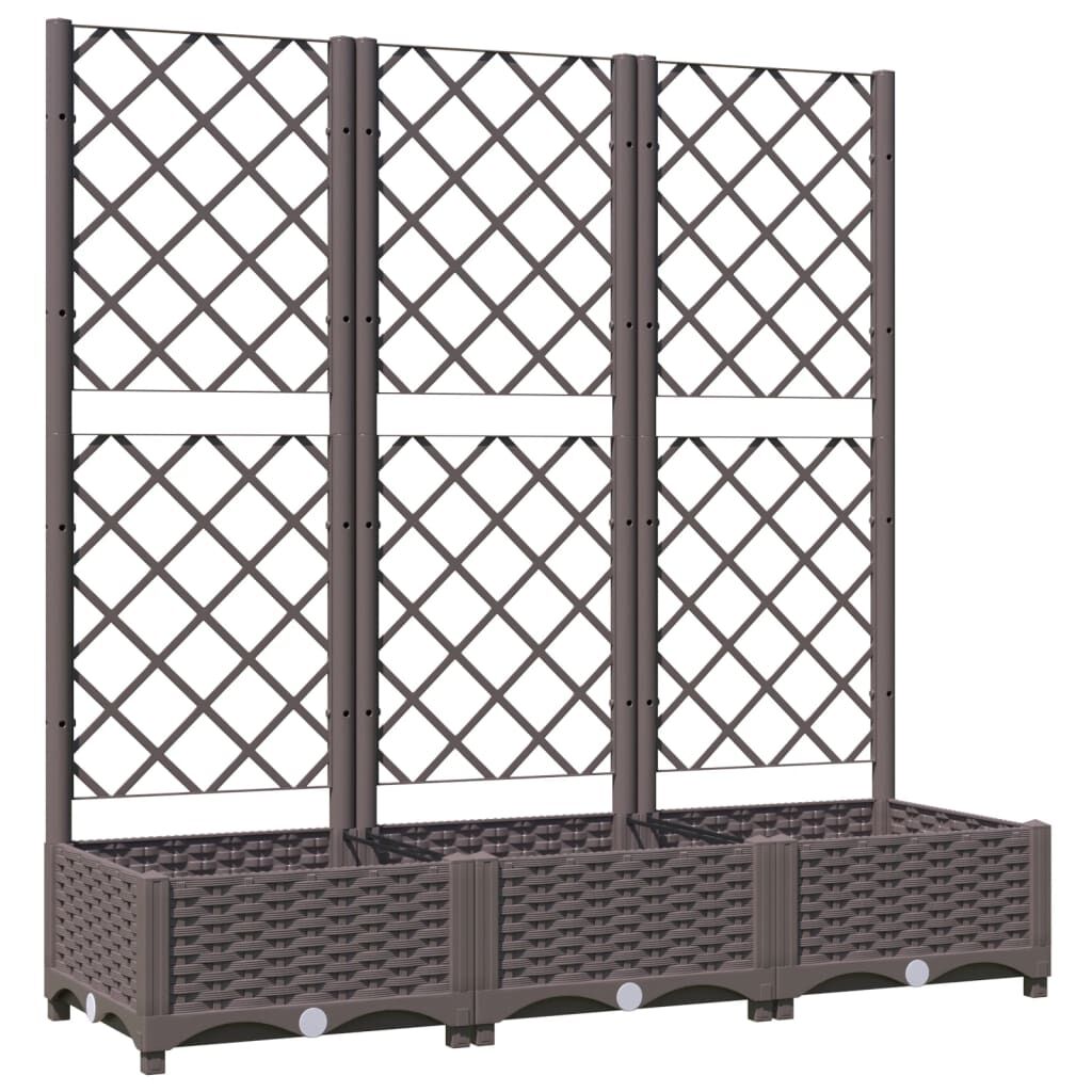 vidaXL Ζαρντινιέρα Κήπου με Καφασωτό Καφέ 120 x 40 x 121,5 εκ. από PP