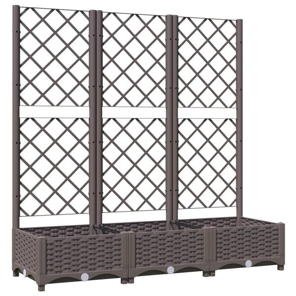 vidaXL Ζαρντινιέρα Κήπου με Καφασωτό Καφέ 120 x 40 x 121,5 εκ. από PP