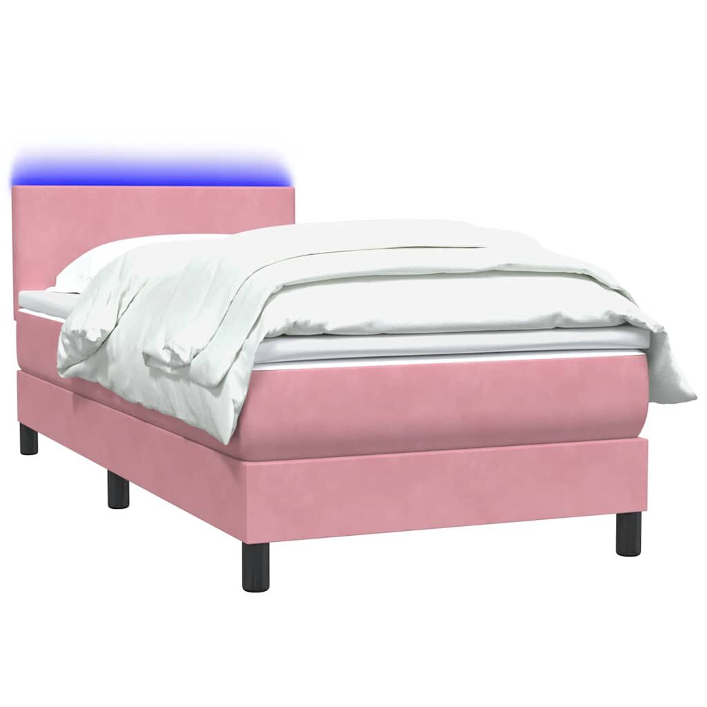 vidaXL Box Spring κρεβάτι με στρώμα ροζ 80x210 εκ. Βελούδινο