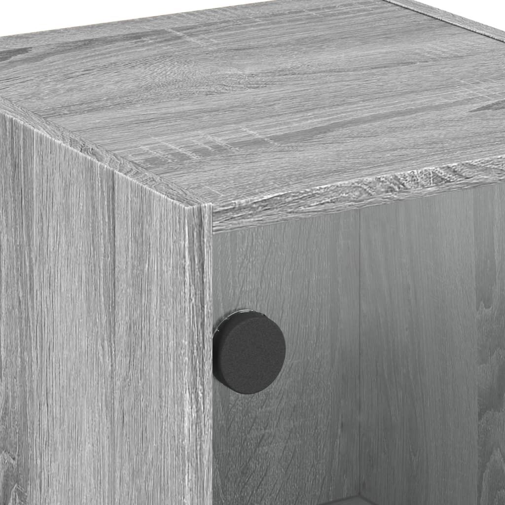 vidaXL Βοηθητικό Ντουλάπι Sonoma Γκρι 35x37x75,5εκ. με Γυάλινες Πόρτες