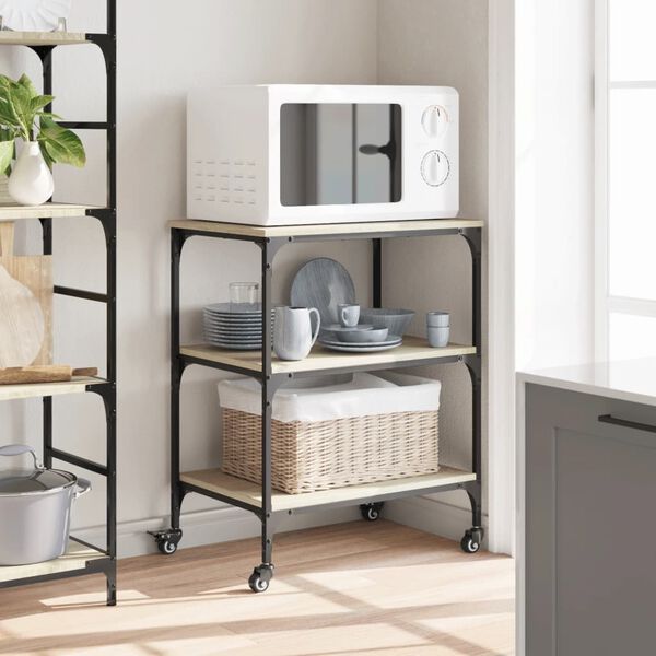 vidaXL Τρόλεϊ Κουζίνας Sonoma Δρυς 60x41x76 εκ. από Επεξεργασμένο Ξύλο