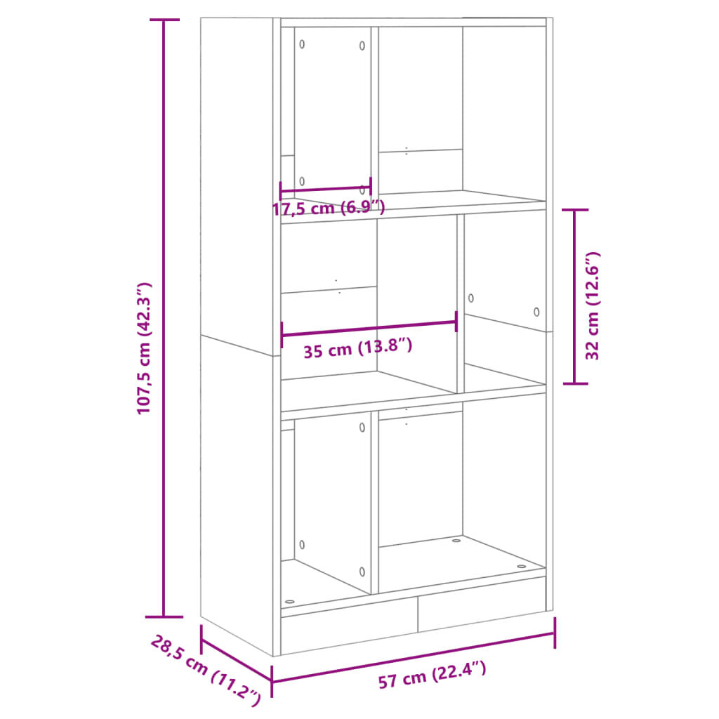 vidaXL Βιβλιοθήκη Λευκή 57x28,5x141 εκ. από Επεξεργασμένο Ξύλο