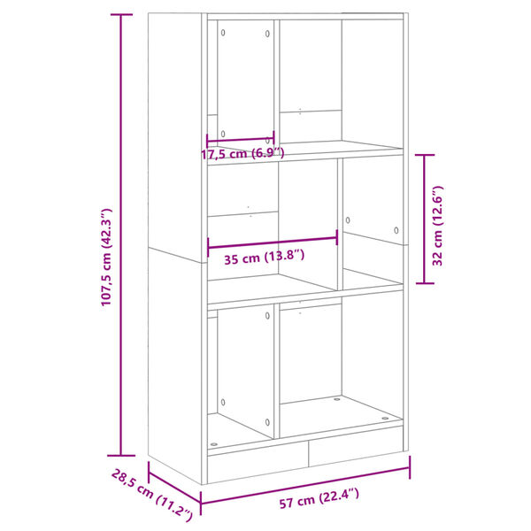 vidaXL Βιβλιοθήκη Λευκή 57x28,5x141 εκ. από Επεξεργασμένο Ξύλο