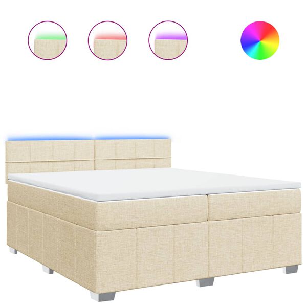 vidaXL &Kappa;&rho;&epsilon;&beta;ά&tau;&iota; Boxspring &mu;&epsilon; &Sigma;&tau;&rho;ώ&mu;&alpha; &Kappa;&rho;&epsilon;&mu; 200x200 &epsilon;&kappa;. &Upsilon;&phi;&alpha;&sigma;&mu;ά&tau;&iota;&nu;&omicron;