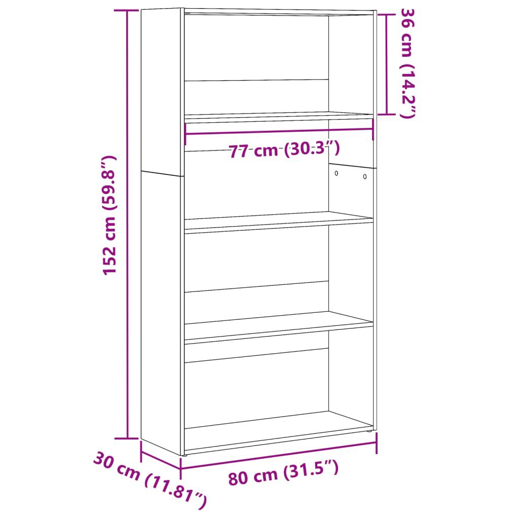 vidaXL Βιβλιοθήκη Sonoma Δρυς 80x30x152 εκ. από Επεξεργασμένο Ξύλο