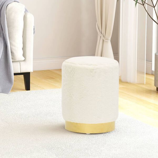 vidaXL Στρογγυλό Σκαμπό Hocker Λευκό Βελούδινο 28 x 36 cm