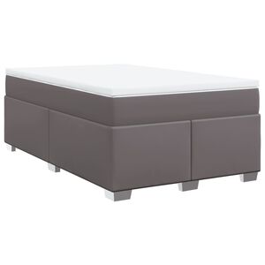vidaXL Κρεβάτι Boxspring με Στρώμα Γκρι 120x190εκ. από Συνθετικό Δέρμα