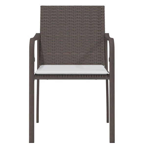 vidaXL Καρέκλες Κήπου 2 τεμ. Καφέ 56x59x84 εκ. Συνθ. Ρατάν & Μαξιλάρια
