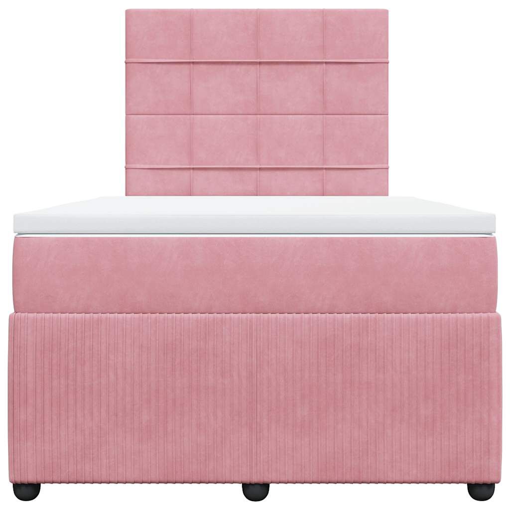 vidaXL Κρεβάτι Boxspring με Στρώμα Ροζ 120x190 εκ. Βελούδινο