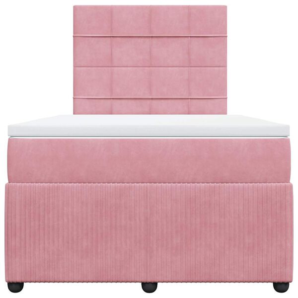 vidaXL Κρεβάτι Boxspring με Στρώμα Ροζ 120x190 εκ. Βελούδινο