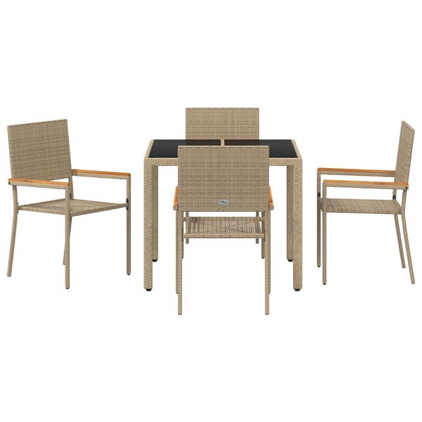 vidaXL Σέτ φαγητού για κήπο 5 pcs Μπεζ 90 x 90 x 75 cm συνθετικό ρατάν