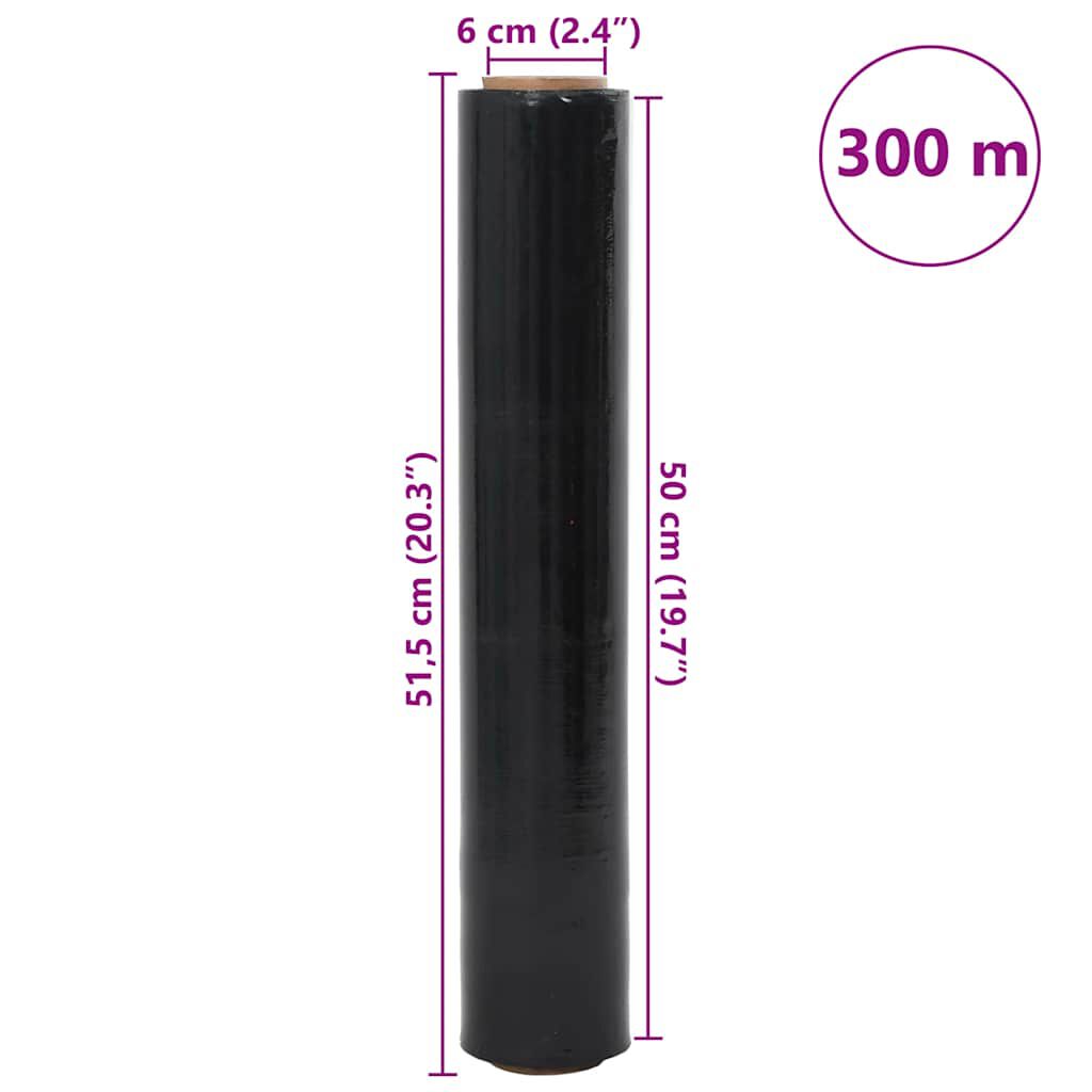 vidaXL Stretch Film 6 τεμάχια Μαύρο 20 μm 50 cm x 300 m