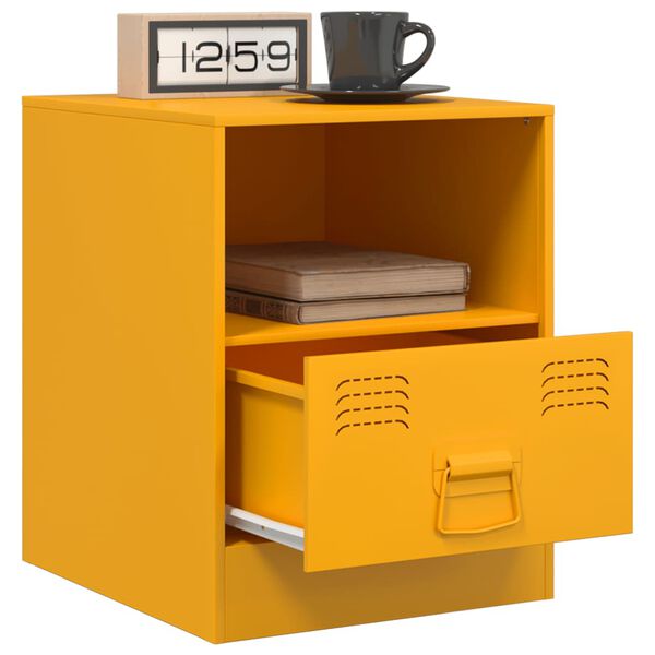 vidaXL Κομοδίνο Μουσταρδί 34,5 x 39 x 44 εκ. από Χάλυβα
