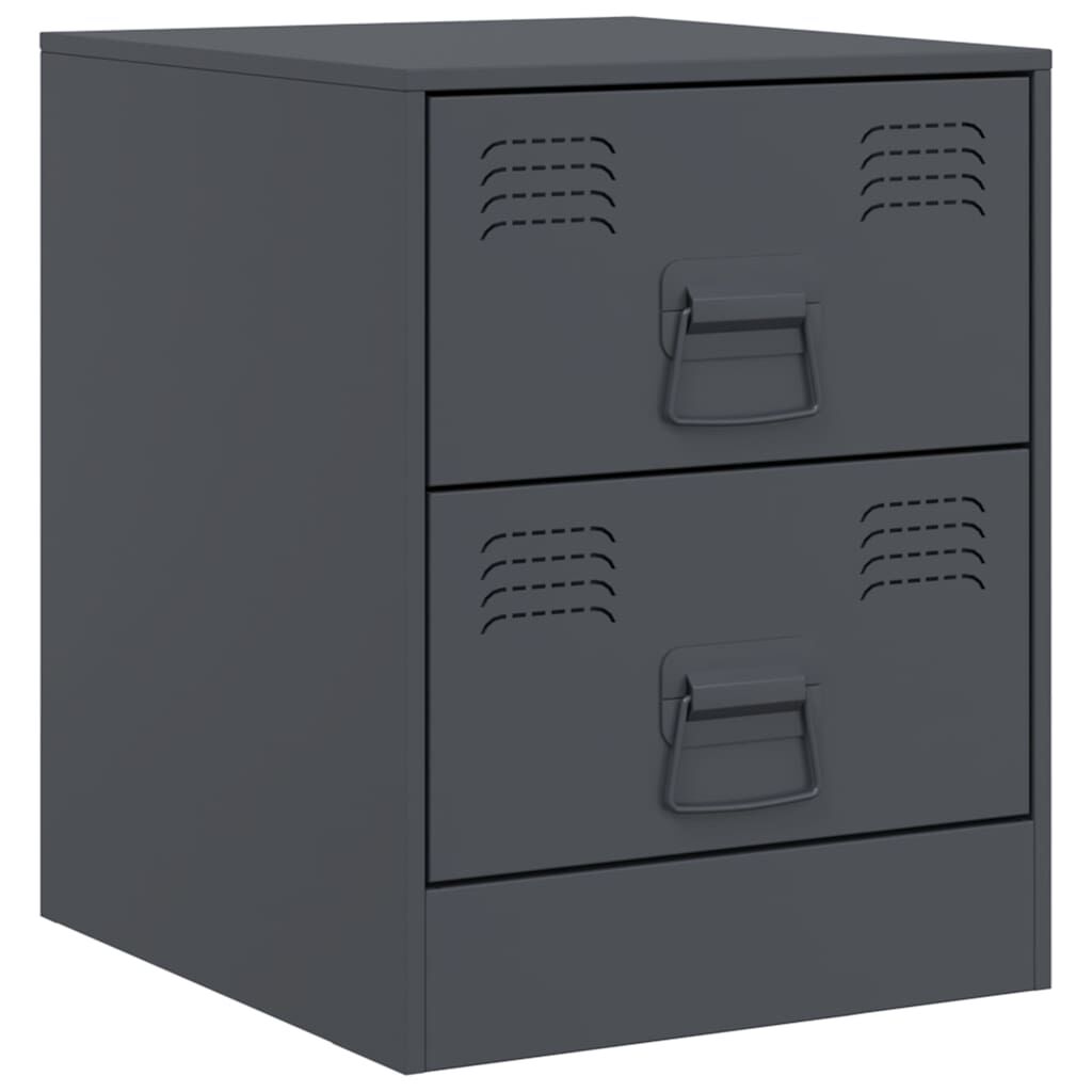 vidaXL Κομοδίνα 2 τεμ. Ανθρακί 34,5 x 39 x 44 εκ. από Χάλυβα